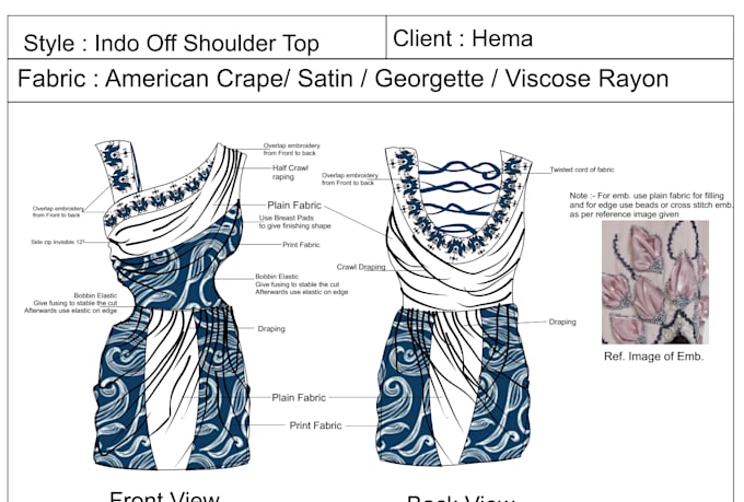 make fashion techpack pre production detail and flat sketch